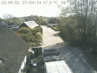 Udsigten mod &oslash;st ad Kongsgaden opdateres hvert 20. s., og de seneste 5 frames ses her som en animeret .gif.  Hvis der ikke vises noget billede (men kun denne tekst), s&aring; pr&oslash;v F5 . Klik for at se seneste billede!
